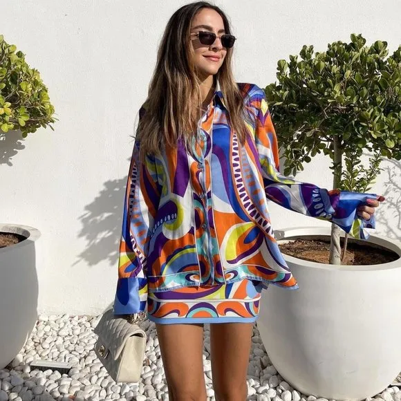 BLOGGER'S FAVE! Zara Multicolor Print Short Skirt NWT