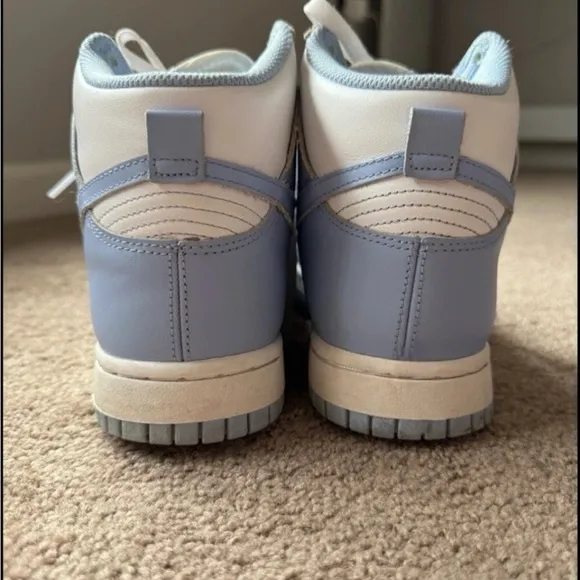 Blue and White High-Top Sneakers with Padded Ankle Color: Blue Chill