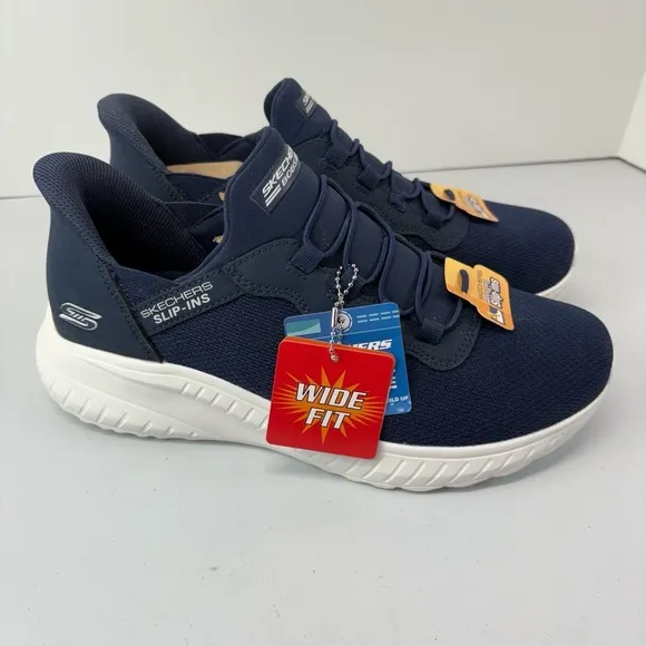 Bobs Skechers Mens 8 Wide Bobs Squad Chaos Blue Daily Hype Hands Free Slip-Ins