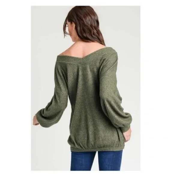 BOHEMIAN Soft Brushed V Neck Top S-L