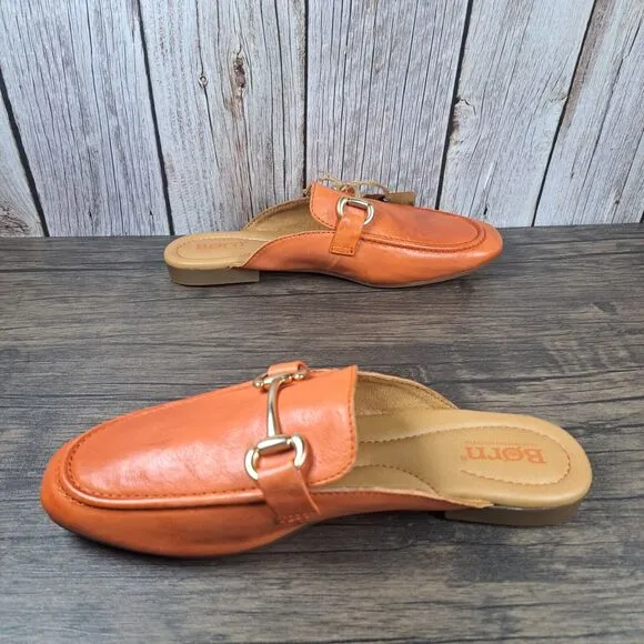 Born Lareina Slip On Leather Mule Women's Sz 7 M Orange (NWT)