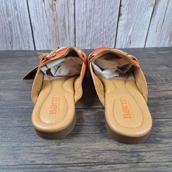 Born Lareina Slip On Leather Mule Women's Sz 7 M Orange (NWT)