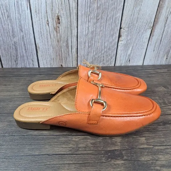 Born Lareina Slip On Leather Mule Women's Sz 7 M Orange (NWT)