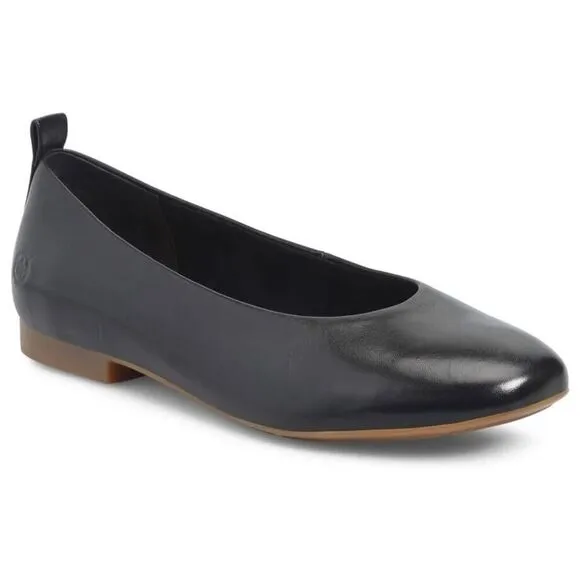 Born Patrice BR0064103 Ballet Flat Women US 8 Black Leather Slip On Shoes FZP079