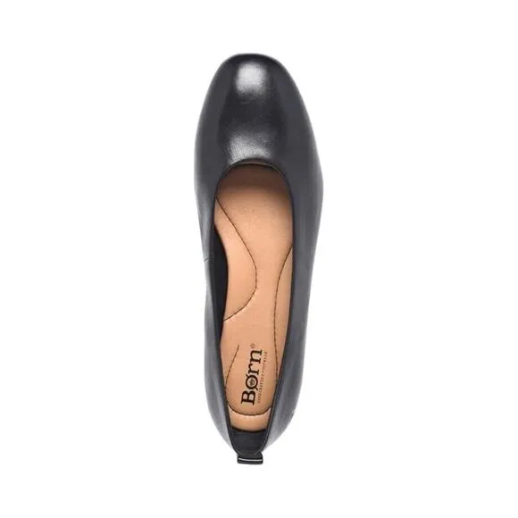 Born Patrice BR0064103 Ballet Flat Women US 8 Black Leather Slip On Shoes FZP079