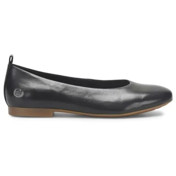 Born Patrice BR0064103 Ballet Flat Women US 8 Black Leather Slip On Shoes FZP079