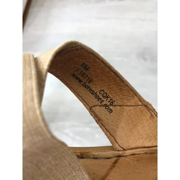 Born Tidore Women's Sandal US 6M Beige Leather Slip-On Slide