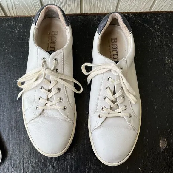 Born White Leather Lace Up Sneakers Size 9.5M Casual Comfort Shoes