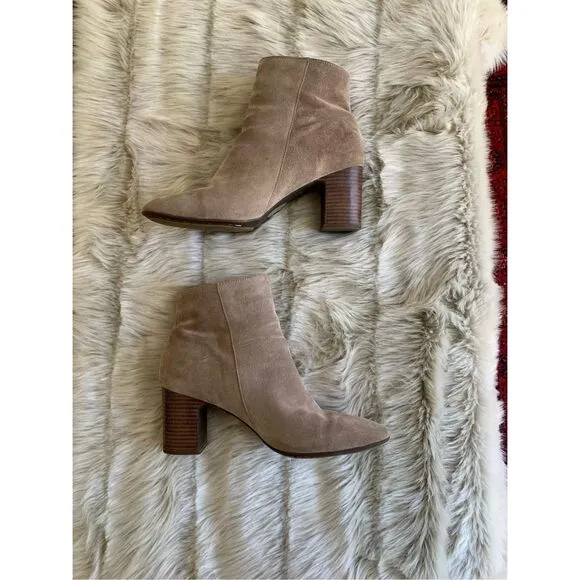 Born Womens Suede Heeled Bootie Ankle Boots Water Resistant Size 11 M