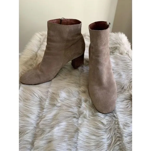 Born Womens Suede Heeled Bootie Ankle Boots Water Resistant Size 11 M