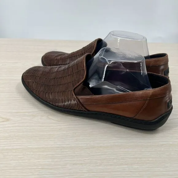 BRAGANO Men’s US 10 Leather Basket Weave Loafer Slip On Shoes Driving Casual