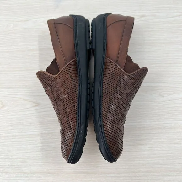 BRAGANO Men’s US 10 Leather Basket Weave Loafer Slip On Shoes Driving Casual