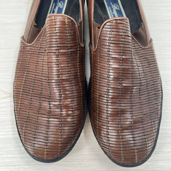 BRAGANO Men’s US 10 Leather Basket Weave Loafer Slip On Shoes Driving Casual