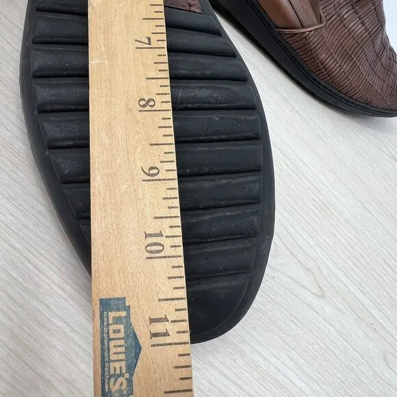 BRAGANO Men’s US 10 Leather Basket Weave Loafer Slip On Shoes Driving Casual