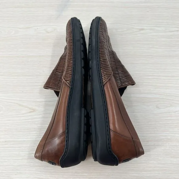 BRAGANO Men’s US 10 Leather Basket Weave Loafer Slip On Shoes Driving Casual