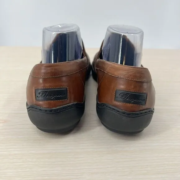 BRAGANO Men’s US 10 Leather Basket Weave Loafer Slip On Shoes Driving Casual