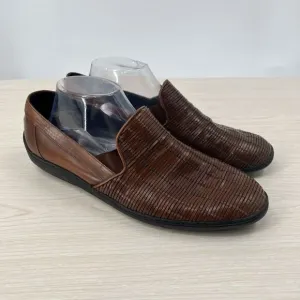 BRAGANO Men’s US 10 Leather Basket Weave Loafer Slip On Shoes Driving Casual