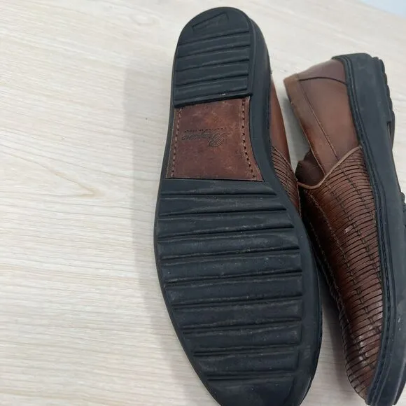 BRAGANO Men’s US 10 Leather Basket Weave Loafer Slip On Shoes Driving Casual