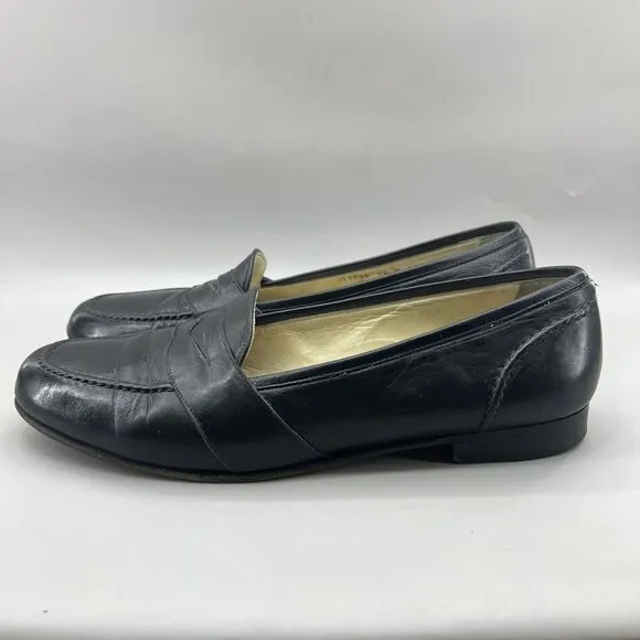 Bragano Penny Loafers Men's Size 12 M Black Leather Slip On Comfort Shoes Italy