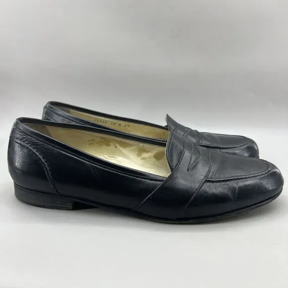 Bragano Penny Loafers Men's Size 12 M Black Leather Slip On Comfort Shoes Italy