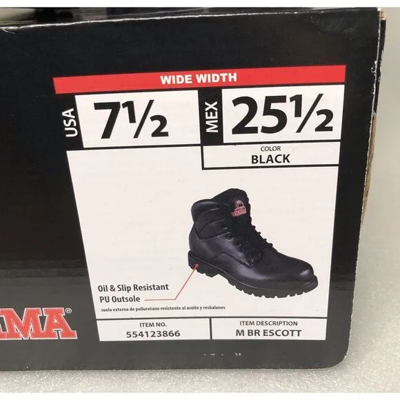 Brahma Escott Men's Soft Toe 6&quot; Black Work Boot Slip &amp; Oil Resistant Size 7.5W