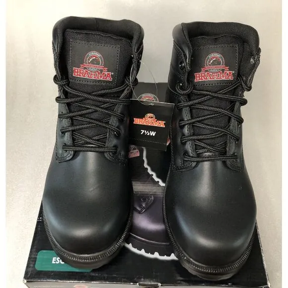 Brahma Escott Men's Soft Toe 6&quot; Black Work Boot Slip &amp; Oil Resistant Size 7.5W