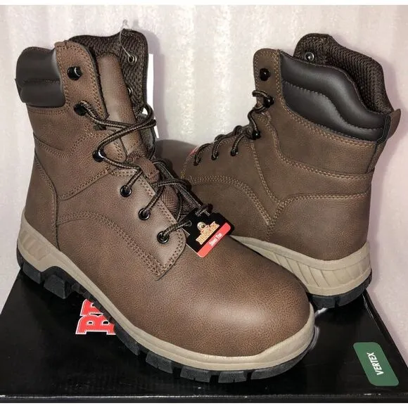 Brahma Vertex Men's 8&quot; Steel Toe Slip and Oil Resistant Brown Work Boots Size 9