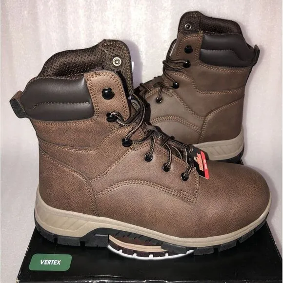 Brahma Vertex Men's 8&quot; Steel Toe Slip and Oil Resistant Brown Work Boots Size 9