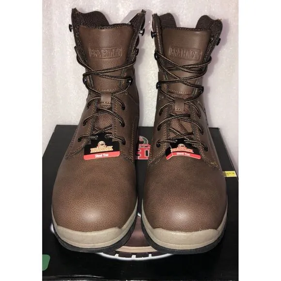 Brahma Vertex Men's 8&quot; Steel Toe Slip and Oil Resistant Brown Work Boots Size 9