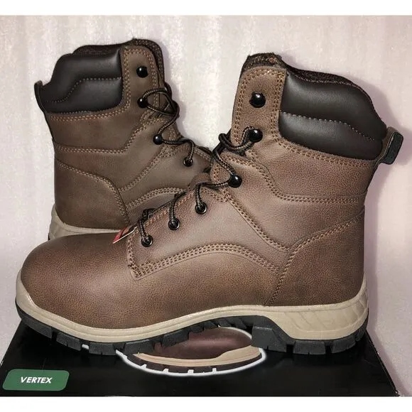 Brahma Vertex Men's 8&quot; Steel Toe Slip and Oil Resistant Brown Work Boots Size 9