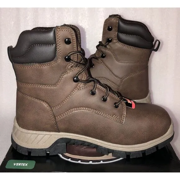 Brahma Vertex Men's 8&quot; Steel Toe Slip and Oil Resistant Brown Work Boots Size 9