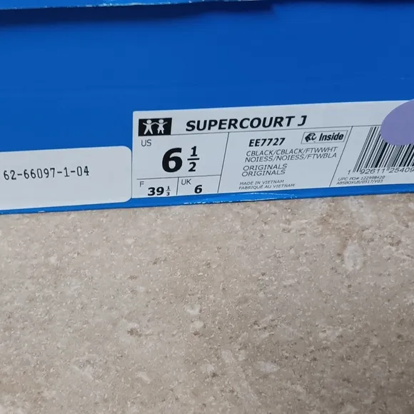 Brand NEW Adidas Originals Supercourt J 'Core Black' 6½ (7½Wo)