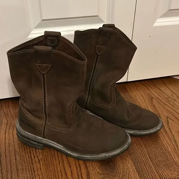 Brazos Leather, oil &amp; slip resistant Leather work boots Size 8