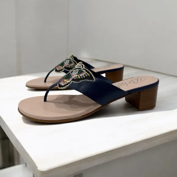 Brighton Butterfly Sandals Karina Azure Shoes 7 1/2 M Navy Blue NWOB