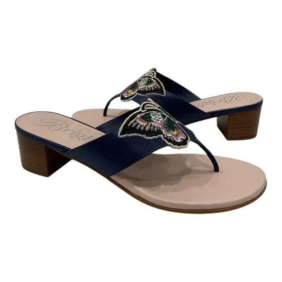 Brighton Butterfly Sandals Karina Azure Shoes 7 1/2 M Navy Blue NWOB