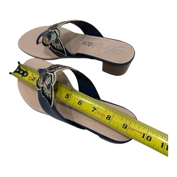 Brighton Butterfly Sandals Karina Azure Shoes 7 1/2 M Navy Blue NWOB