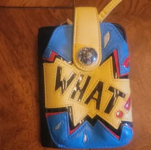 Brighton Genuine Leather &quot;Whats&quot; Red Blue Yellow Wallet/Phone Case