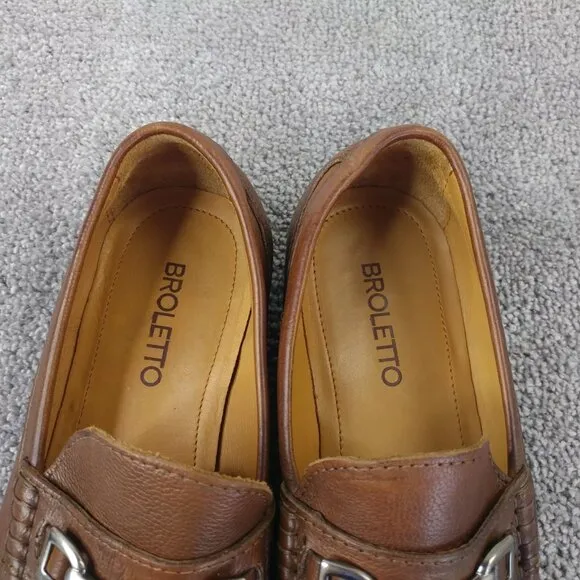 Broletto Horse Bit Loafers Mens Size 8 Shoes Brown Leather Slip On Made in Italy