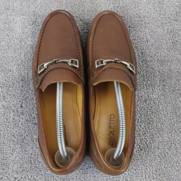 Broletto Horse Bit Loafers Mens Size 8 Shoes Brown Leather Slip On Made in Italy