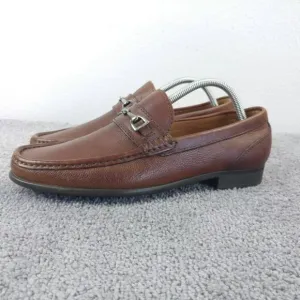 Broletto Horse Bit Loafers Mens Size 8 Shoes Brown Leather Slip On Made in Italy