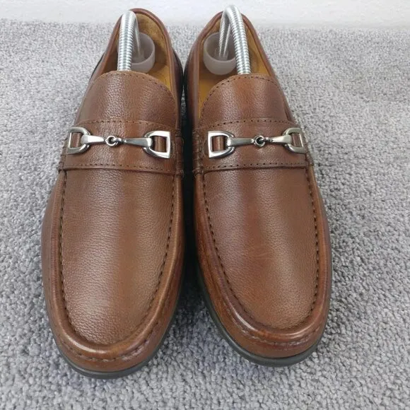 Broletto Horse Bit Loafers Mens Size 8 Shoes Brown Leather Slip On Made in Italy