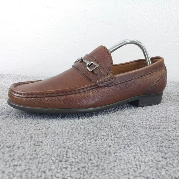 Broletto Horse Bit Loafers Mens Size 8 Shoes Brown Leather Slip On Made in Italy