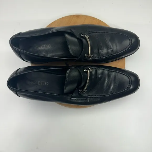 Broletto Oxford Dress Shoes Mens Size 10M Black Leather Horse Bit Buckle Slip On