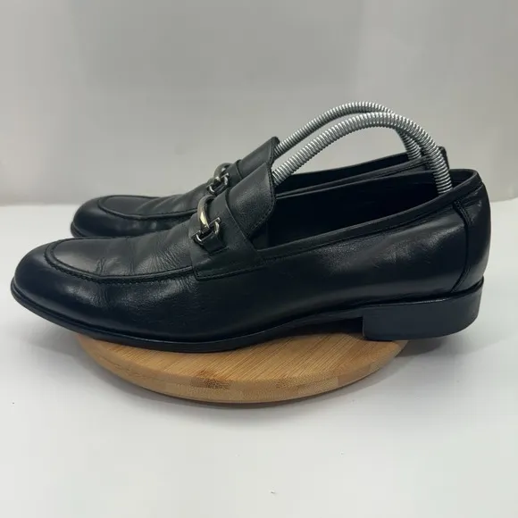 Broletto Oxford Dress Shoes Mens Size 10M Black Leather Horse Bit Buckle Slip On
