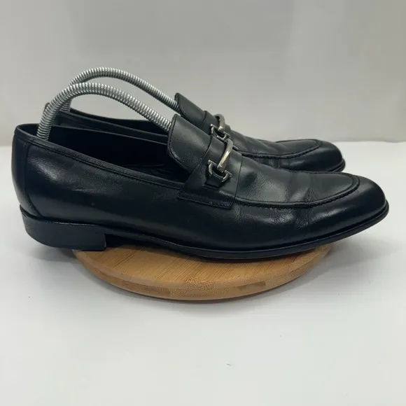 Broletto Oxford Dress Shoes Mens Size 10M Black Leather Horse Bit Buckle Slip On