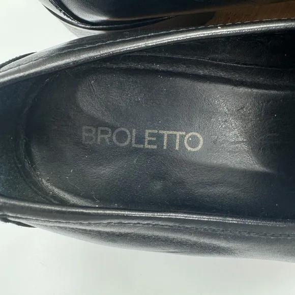 Broletto Oxford Dress Shoes Mens Size 10M Black Leather Horse Bit Buckle Slip On