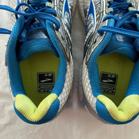 Brooks Adrenaline GTS 15 running shoes sneakers turq blue silver SZ 8 W NWOT