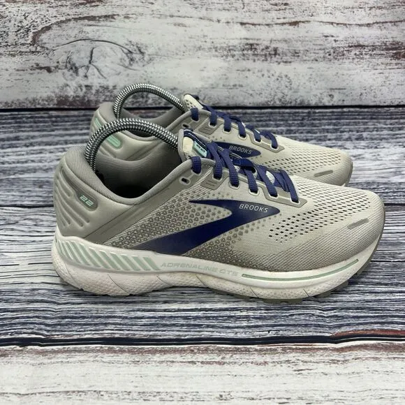 Brooks Adrenaline GTS 22 Gray Blue Athletic Running Sneakers, Men’s Size 9 2E