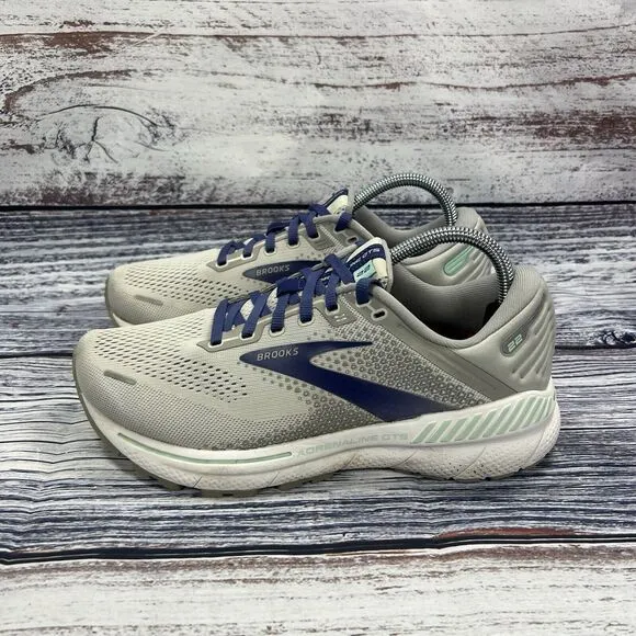 Brooks Adrenaline GTS 22 Gray Blue Athletic Running Sneakers, Men’s Size 9 2E