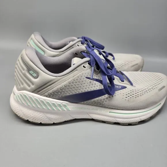 Brooks Alloy/Blue Adrenaline GTS 22 Running Sneakers Women Size 10.5 Narrow 2A